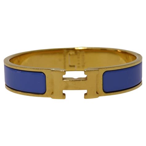 hermes gold printed enamel narrow gray blue|Hermes leather bracelets.